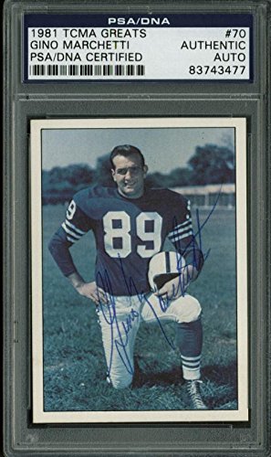 Colts Gino Marchetti Authentic Signed Card 1981 Tcma Greats #70 PSA/DNA Slabbed
