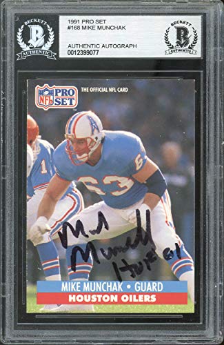 Oilers Mike Munchak "HOF 01" Authentic Signed 1991 Pro Set #168 Card BAS Slabbed