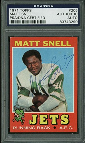 Jets Matt Snell Authentic Signed Card 1971 Topps #205 PSA/DNA Slabbed