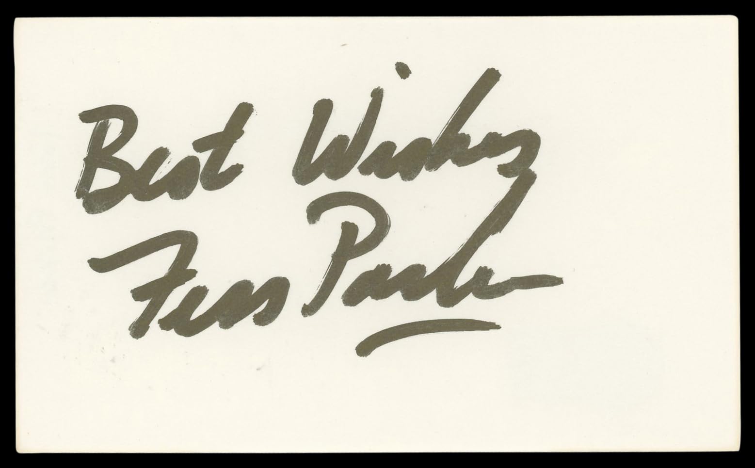 Fess Parker Daniel Boone "Best Wishes" Signed 3x5 Index Card BAS #BL98763