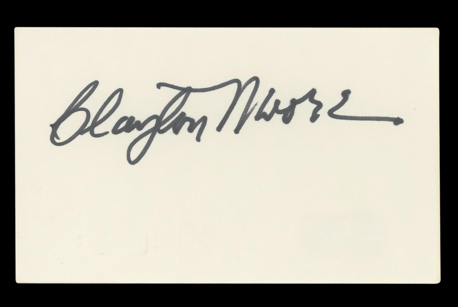 Clayton Moore The Lone Ranger Authentic Signed 3x5 Index Card BAS #BL96564