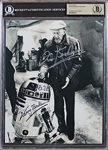 Kenny Baker & Irvin Kershner Star Wars Authentic Signed 8x10 B&W Photo BAS Slab