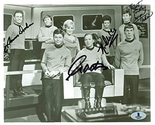 Star Trek (4) Shatner, Nichols, Takei +1 Signed 8x10 Vintage Photo BAS #A00321