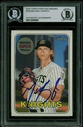 White Sox Michael Kopech Signed 2018 Topps Heritage Minors #158 Card BAS Slabbed