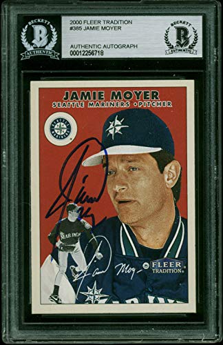 Mariners Jamie Moyer Authentic Signed 2000 Fleer Tradition #385 Card BAS Slabbed