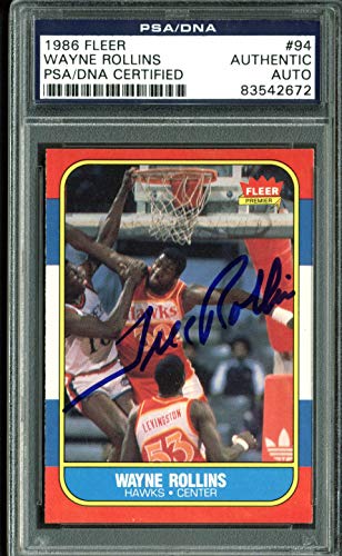 Hawks Wayne Tree Rollins Authentic Signed 1986 Fleer #94 Auto Card PSA/DNA Slab