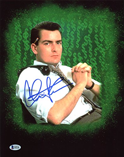 Charlie Sheen Wall Street Authentic Signed 11X14 Photo BAS Witnessed 9