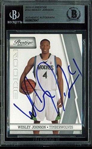 Timberwolves Wesley Johnson Signed Card 2010 Prestige RC #154 BAS Slab #9623047