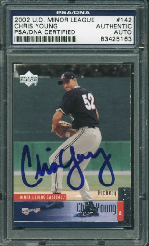 Chris Young Authentic Signed Card 2002 Ud Minor League #142 PSA/DNA Slabbed