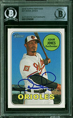 Orioles Adam Jones Authentic Signed 2018 Topps Heritage #37 Card BAS Slabbed