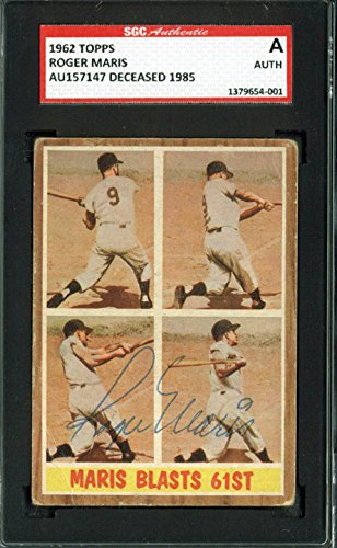 Yankees Roger Maris Authentic Signed 1962 Topps #313 Auto Card SGC Authentic
