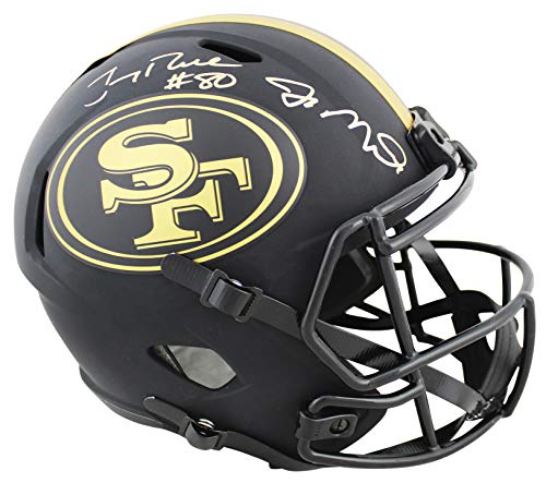 49ers Joe Montana & Jerry Rice Signed Eclipse Full Size Speed Rep Helmet BAS