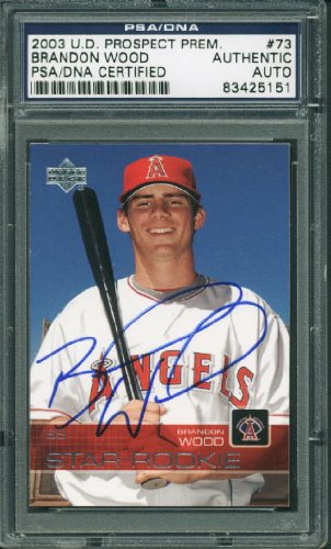 Angels Brandon Wood Authentic Signed Card 2003 Ud Rookie #73 PSA/DNA Slabbed