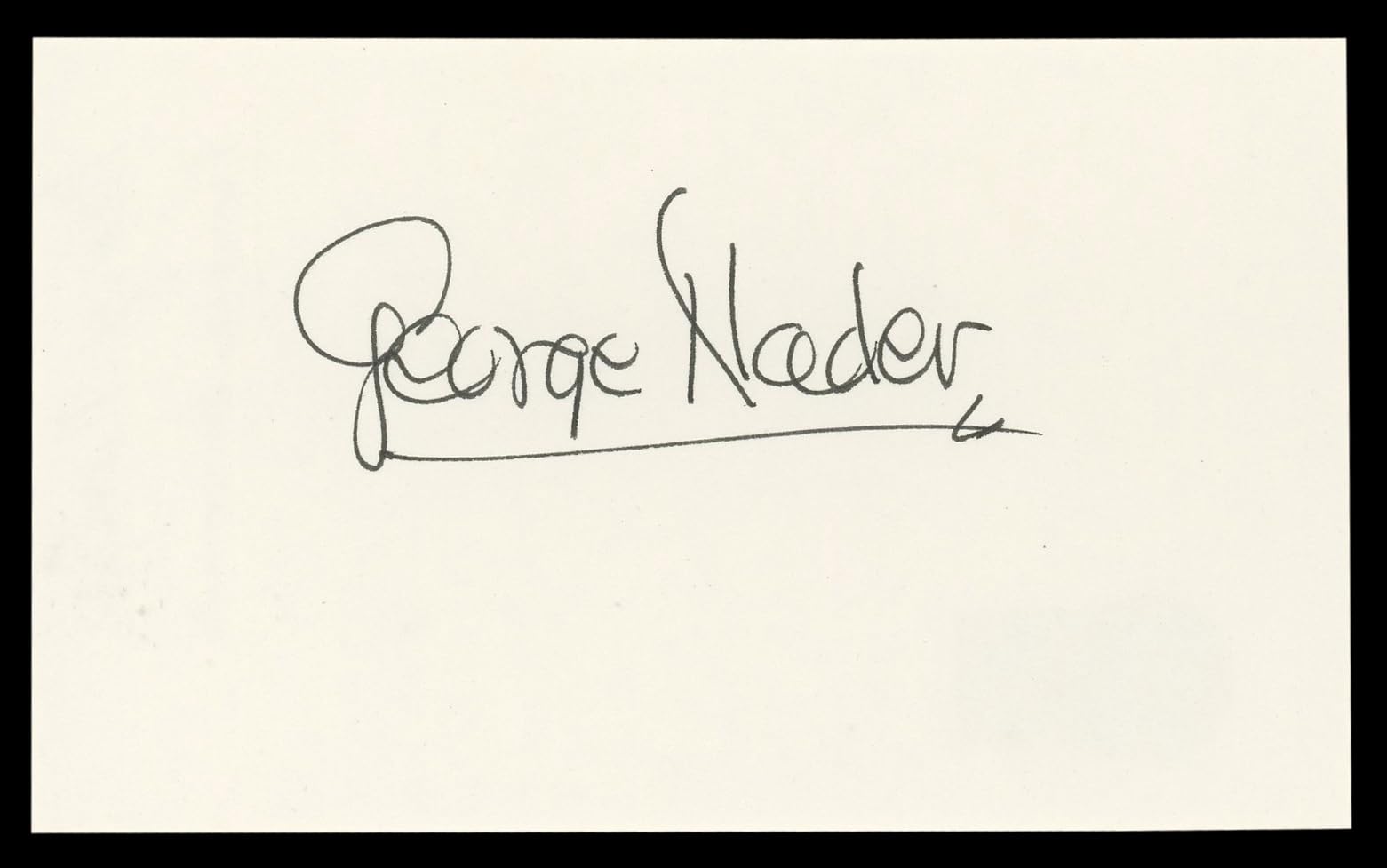 George Nader The Female Animal Authentic Signed 3x5 Index Card BAS #BL98820