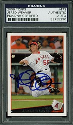 Angels Jered Weaver Authentic Signed Card 2009 Topps #473 PSA/DNA Slabbed