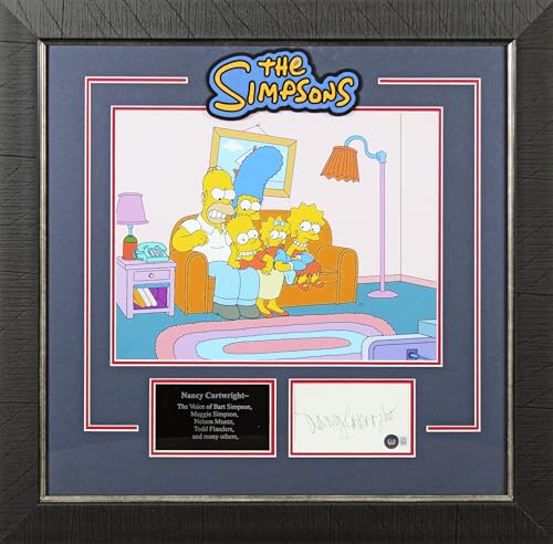 Nancy Cartwright The Simpsons Signed & Framed 3x5 Index Card Autographed BAS