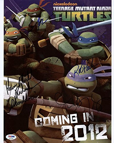 Tmnt Cast- Astin, Biggs, Paulsen & Richardson Signed 11X14 Photo PSA/DNA #S87545