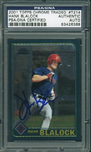 Rangers Hank Blalock Authentic Signed Card 2001 Topps Chrome #T214 PSA Slabbed