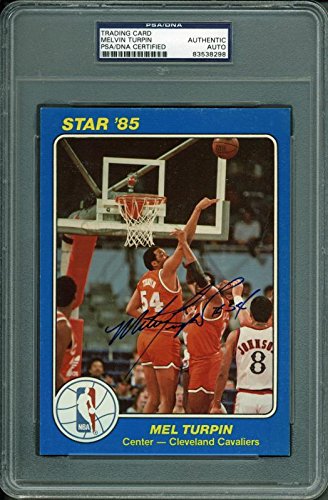 Cavaliers Melvin Turpin Authentic Signed Card 5X7 Star '85 Blue PSA/DNA Slabbed