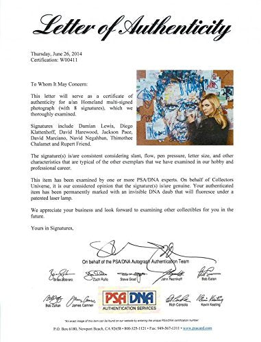Homeland Cast (8) Damian Lewis +7 Signed Authentic 11X14 Photo PSA/DNA #W00411