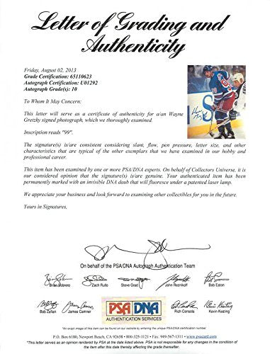 Rangers Wayne Gretzky Signed 8X10 Photo Auto Graded Perfect 10! PSA/DNA #U01292