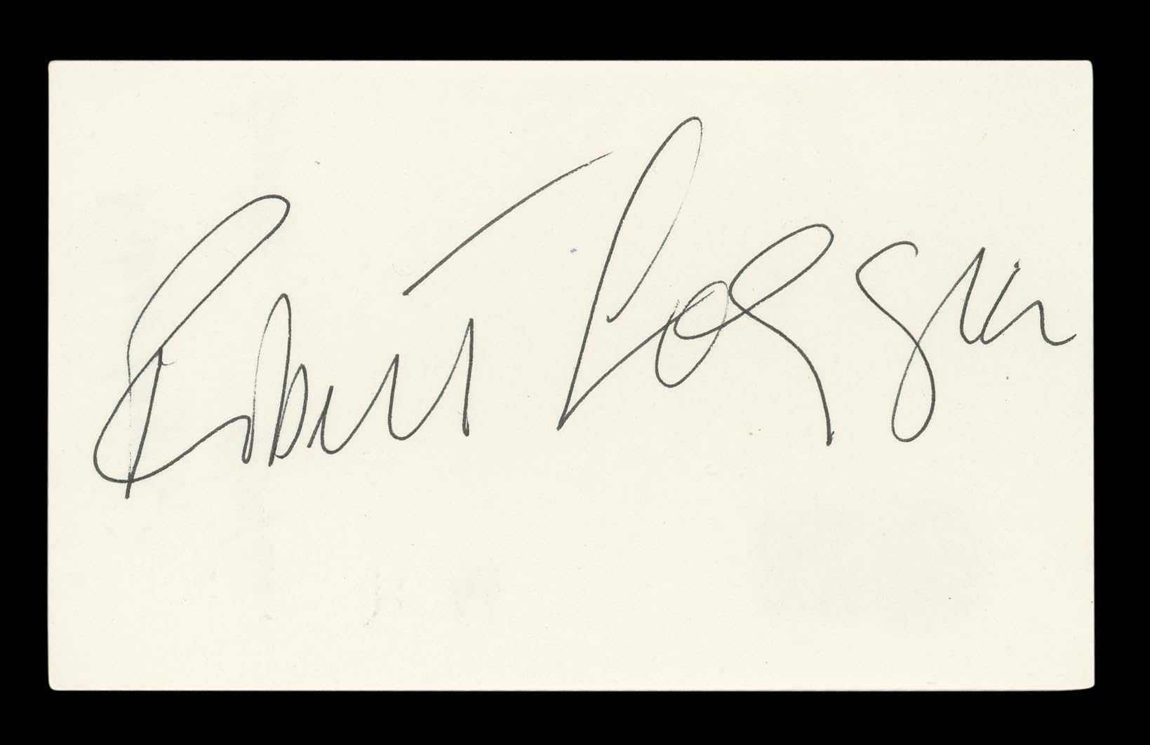 Robert Loggia Big Authentic Signed 3x5 Index Card Autographed BAS #BL96592