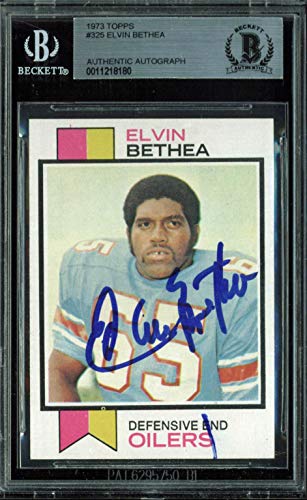 Oilers Elvin Bethea Authentic Signed 1973 Topps #325 Auto Card BAS Slabbed