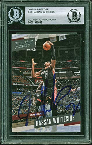 Blazers Hassan Whiteside Signed 2017 Panini Prestige #41 Auto Card BAS Slabbed