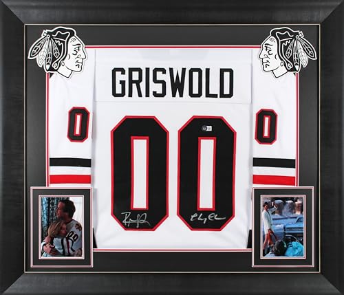 Chevy Chase & Randy Quaid Christmas Vacation Signed White Framed Jersey BAS Wit