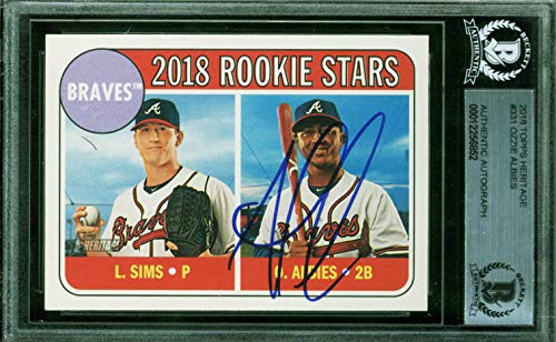 Braves Ozzie Albies Authentic Signed 2018 Topps Heritage #331 Card BAS Slabbed