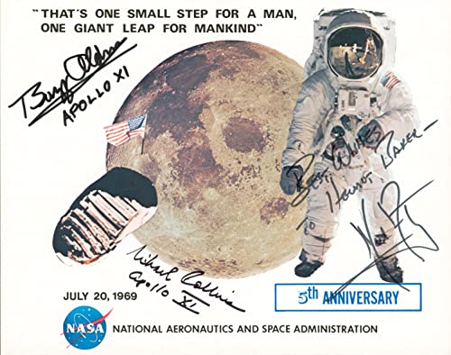 Apollo 11 (3) Armstrong, Aldrin & Collins Signed 8x10 5th Annviersary Photo BAS