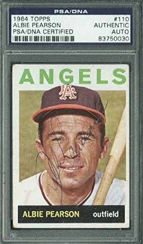 Angels Albie Pearson Authentic Signed Card 1964 Topps #110 PSA/DNA Slabbed