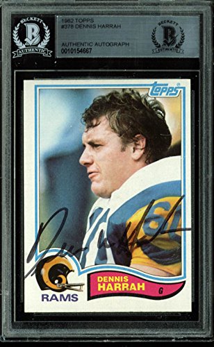 Rams Dennis Harrah Authentic Signed Card 1982 Topps #378 Autographed BAS Slabbed