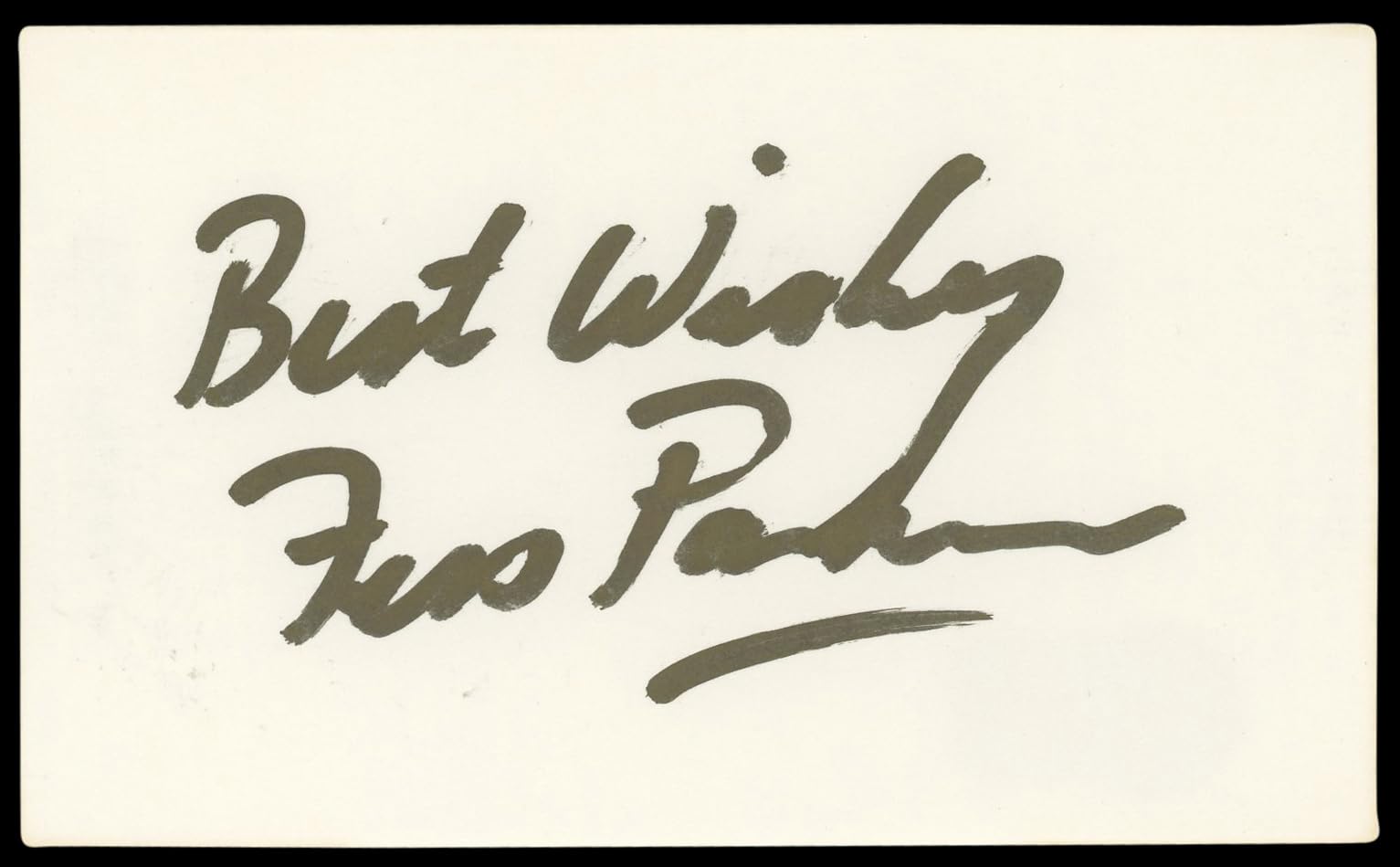 Fess Parker Daniel Boone "Best Wishes" Signed 3x5 Index Card BAS #BL98765
