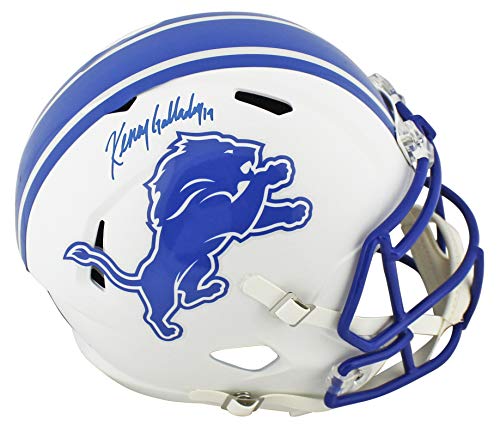Lions Kenny Golladay Signed Flat White Full Size Speed Rep Helmet JSA Witness