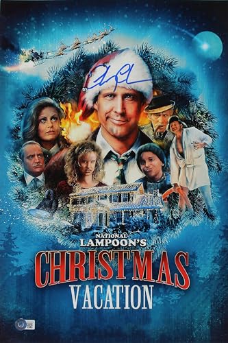Chevy Chase Christmas Vacation Authentic Signed 12x18 Photo BAS Witnessed