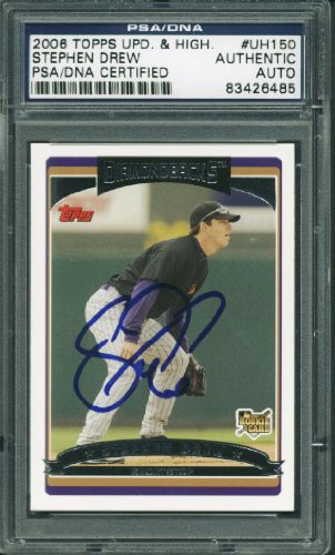 D-Backs Stephen Drew Authentic Signed Card 2006 Topps #Uh150 PSA/DNA Slabbed