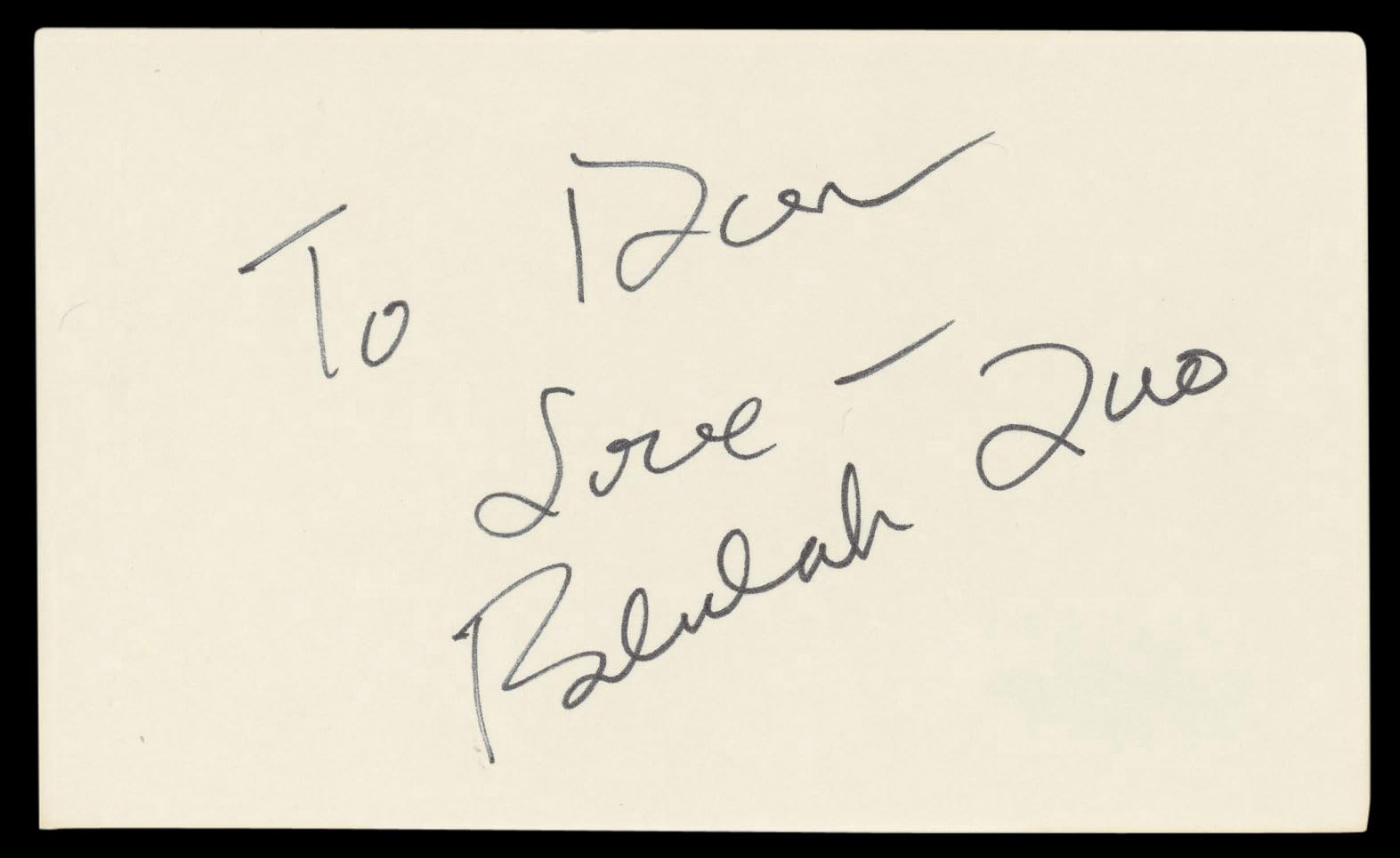 Beulah Quo Chinatown "To Don, love" Signed 3x5 Index Card BAS #BM57074