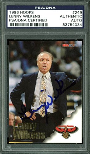Hawks Lenny Wilkens Authentic Signed Card 1996 Hoops #249 PSA/DNA Slabbed