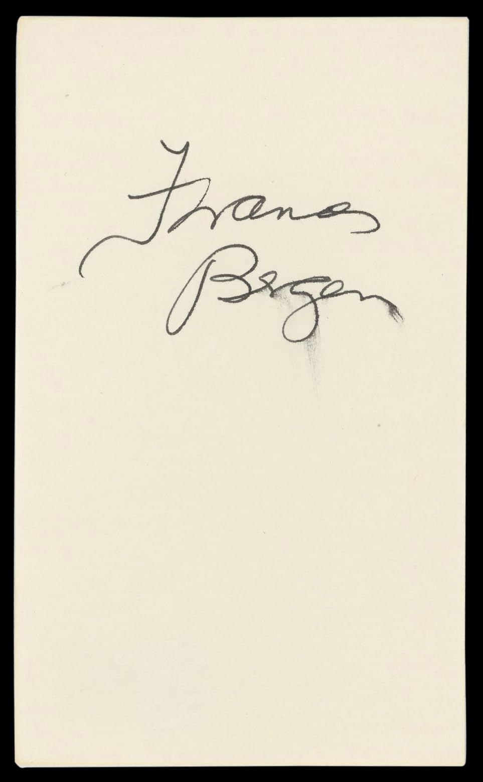Frances Bergen  Yancy Derringer Authentic Signed 3x5 Index Card BAS #BM57157