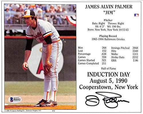 Orioles Jim Palmer Authentic Signed 8x10 Induction Day Stat Photo BAS #H66411