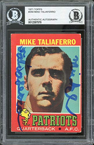 Patriots Mike Taliaferro Authentic Signed 1971 Topps #259 Card BAS Slabbed