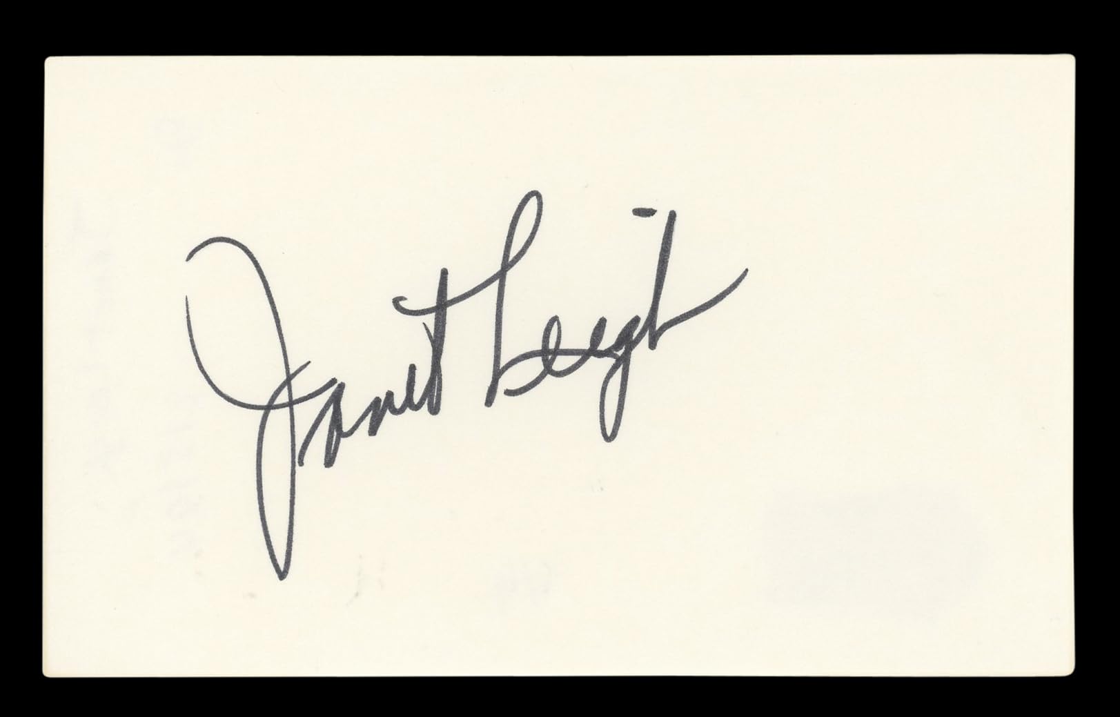 Janet Leigh Psycho Authentic Signed 3x5 Index Card Autographed BAS #BL96426