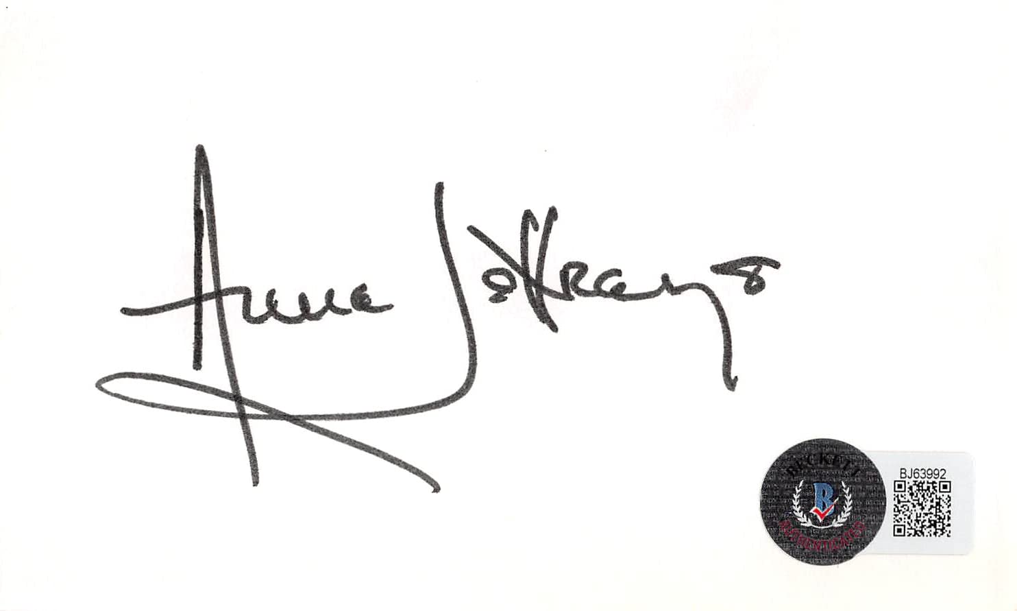 Anne Jeffreys Topper Authentic Signed 3x5 Index Card Autographed BAS #BJ63992