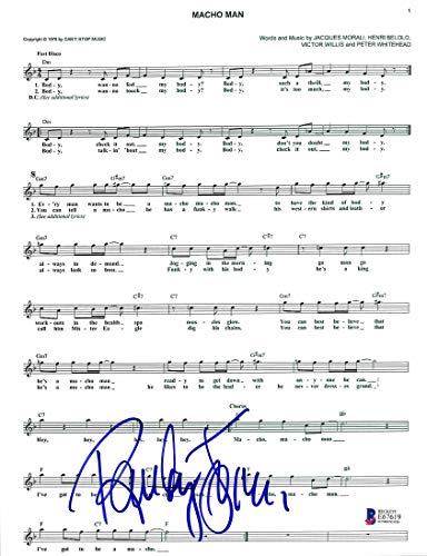 Randy Jones Village People Authentic Signed Macho Man Music Sheet BAS #E67619