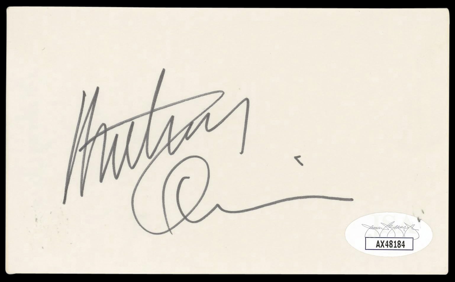 Anthony Quinn Zorba the Greek Authentic Signed 3x5 Index Card JSA #AX48184