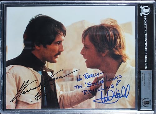 Mark Hamill & Garrick Hagon Star Wars A New Hope  Signed 8x10 Photo BAS Slabbed