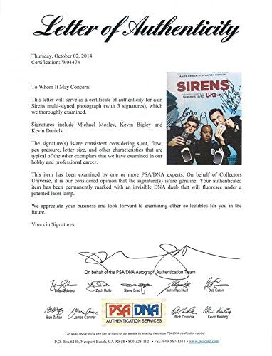 Sirens Cast (3) Mosley, Bigley & Daniels Signed Authentic 8X10 Photo PSA #W04474