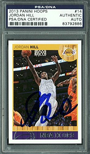 Lakers Jordan Hill Authentic Signed Card 2013 Panini Hoops White #14 PSA Slabbed