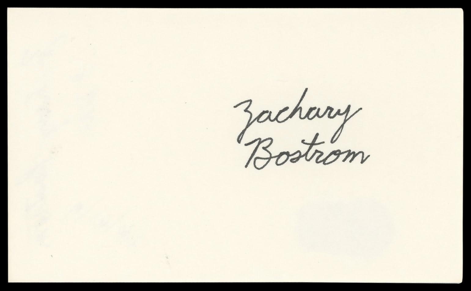Zachary Bostrom Harry and the Hendersons Signed 3x5 Index Card BAS #AD70426